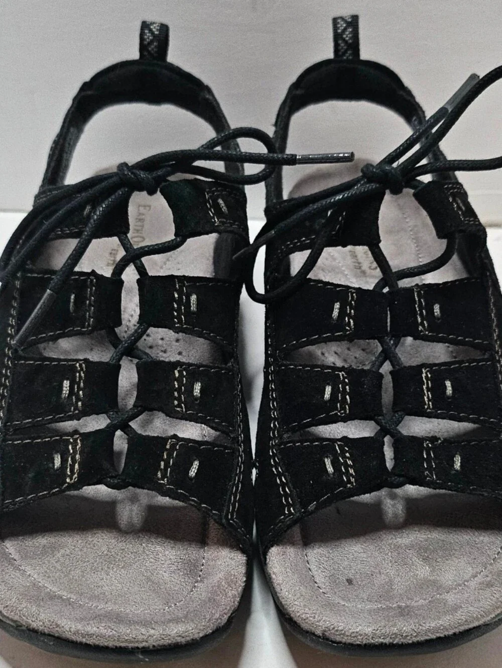 Earth Origins Women’s Size 6M Black Leather Sport Hiking Lace Up Sandals